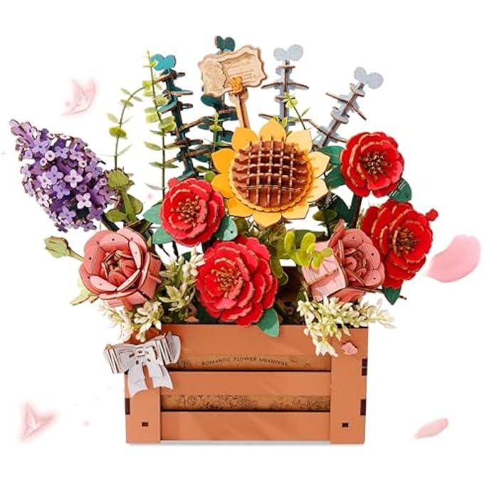 WOODEN 3D PUZZLE FLOWER BOX WOODEN FLOWER BOX ADULT FLORISTIC MODEL KIT TO BUILD ETERNAL FLOWERS HOME DECORATION CHRISTMAS AND BIRTHDAY ROMANTIC GIFT FOR HER/HIM - Image 1